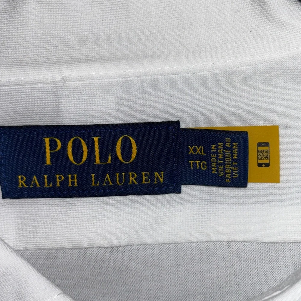 Polo Ralph Lauren Mens XXL White Cotton Jersey Long Sleeve Button Down Shirt NWT